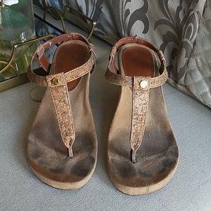 Brown chaps wedge sandals